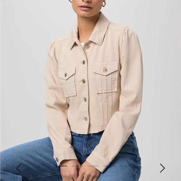 PAIGE Jackets & Blazers - PAIGE Beige Utility Jacket with Button Front